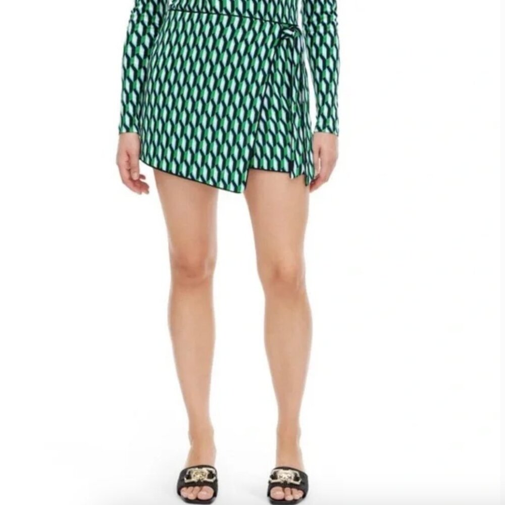 Diane Von Furstenberg DVF for Target Side Wrap Arrow Geo Green Mini Skort XXS